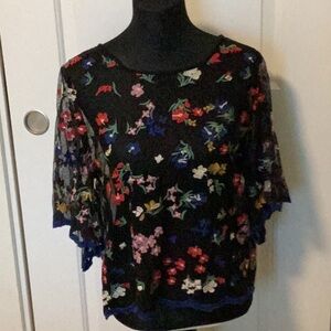 Maeve Black and Red Floral Blouse